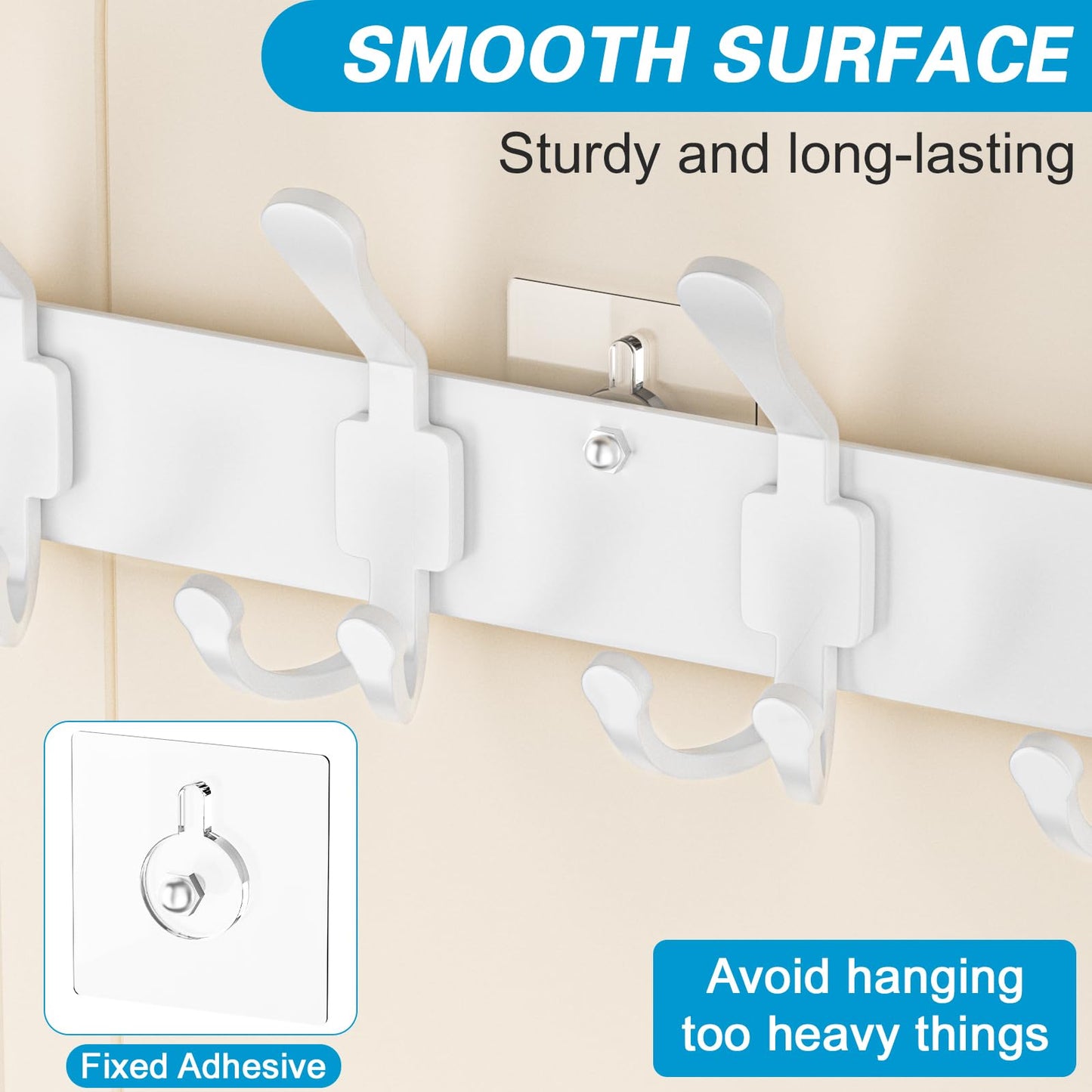 Aimeaihe Over The Door Hooks Organizer, Door Hanger Towel Rack with 2 Baskets, Adjustable Over The Door Coat Rack, Back of Door Storage for Bedroom, Kitchen, Bathroom (White)