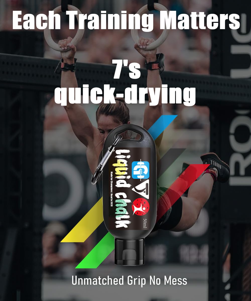 GJQ Liquid Chalk Mess-Free Gym Chalk 7’s Quick-Drying for Weightlifting, Gymnastics, Rock Climbing, Pole Dancing Sweat Resistant and Long Lasting for Stronger Hand (5 * 1.69OZ)