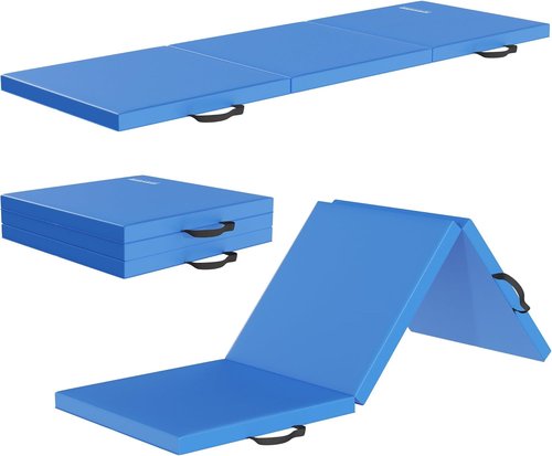 Fitvids Gymnastics Mat - High-Density Folding Exercise Mat with Carrying Handles | 2'x6'x2" for Home Gym, Yoga, Pilates, MMA