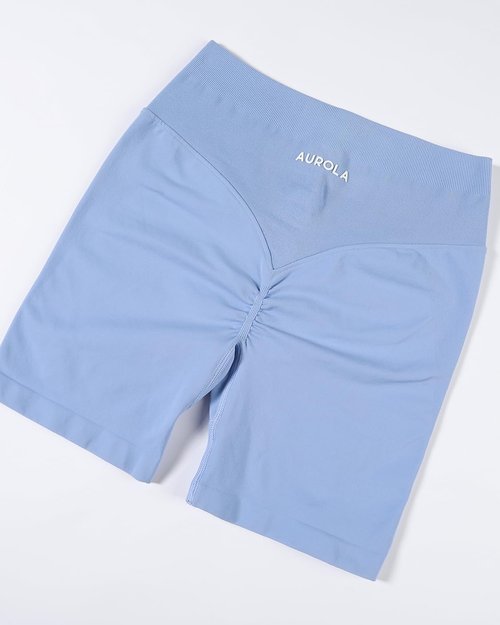 AUROLA Workout Shorts for Women - High Waisted V-Shape Seam | Embossed Logo Athletic Fitness Shorts