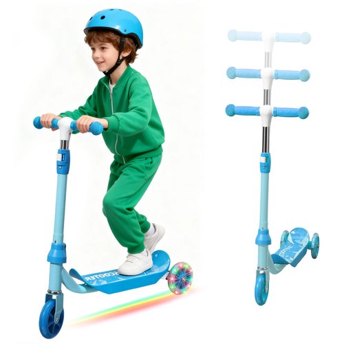 Kids Kick Scooter - LED Light Up 3 Wheel Kick Scooter for Kids 3-5 5-7, Adjustable Handlebar Height, Long Anti-Slip Deck,Heavy Duty Metal Scooters for Boys Girls Ages 3-7, up to 110 Lbs
