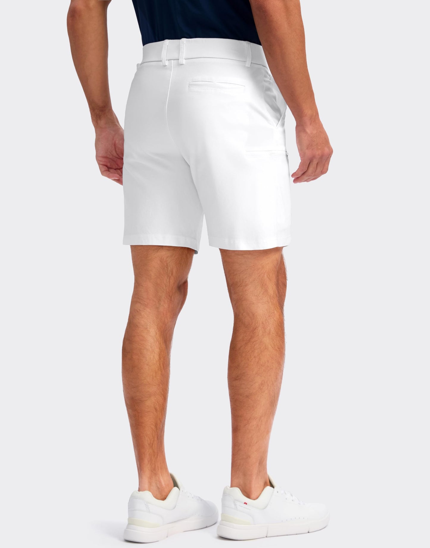 Pudolla Men's Casual Shorts 7/9 Inch Golf Shorts Stretch Dress Work Shorts for Men with 4 Pockets Quick Dry Lightweight(White 32)