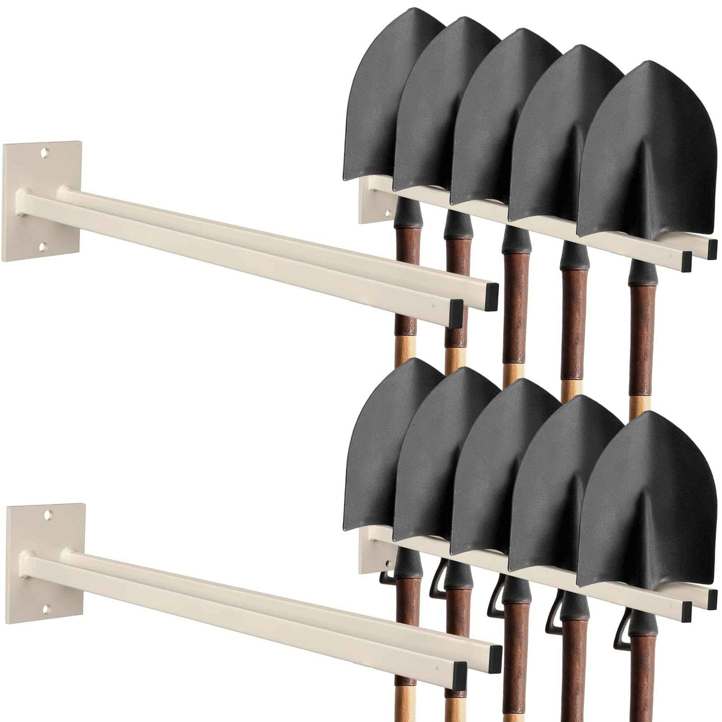 Zonon 4 Pcs Tool Rack for Shovels Spades Rakes Brooms Shovel Holder for Truck and Shovel Rack Heavy Duty Powder Coated Steel Wall Mount Storage Organizer Garage and Shed