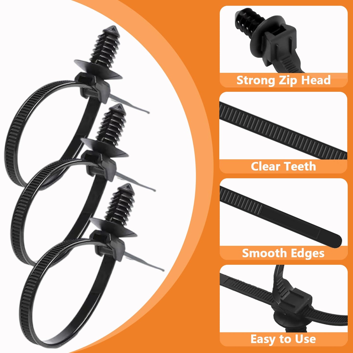 60Pcs Nylon Universal Cable Tie with Buckle Push Mount Zip Tie Mount ChristmasTree Zip Ties Mounts Automotive Cable Ties Wire Clips Fuel Line Ziptie High Temp Heat Resistant Wire Wrap (6-Types)