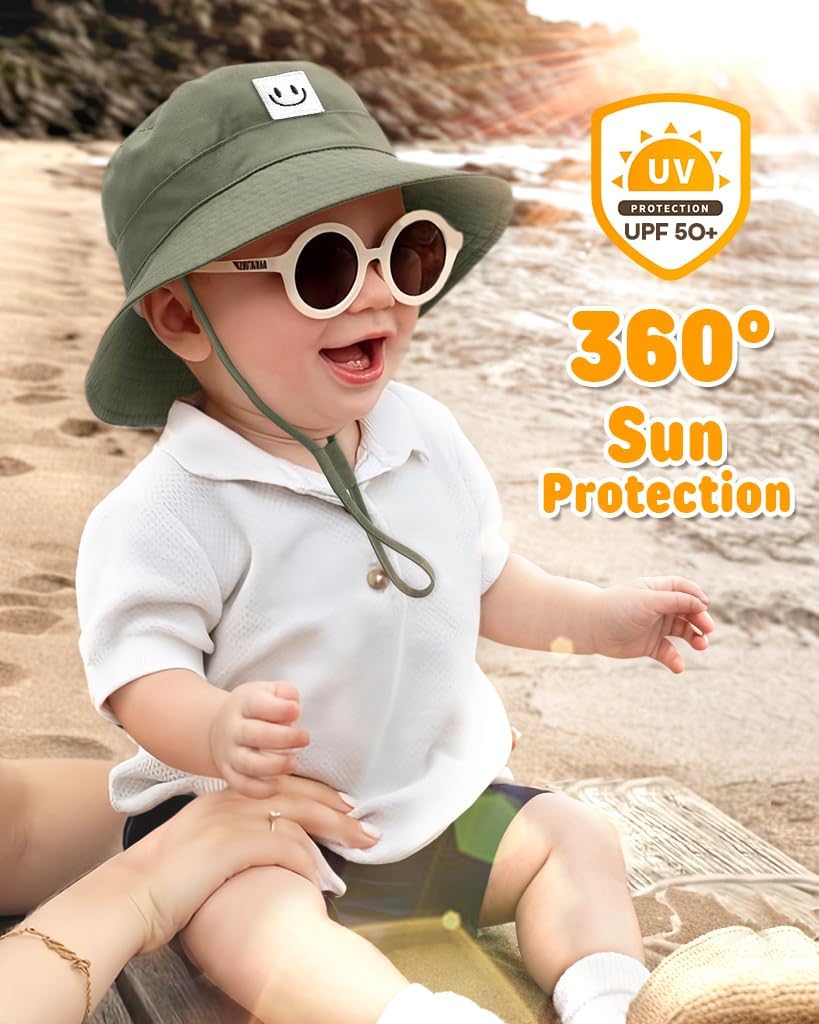 FURTALK Baby Sun Hat Smile Face Toddler Bucket Hat UPF 50+ Boys Girls 0-5Y