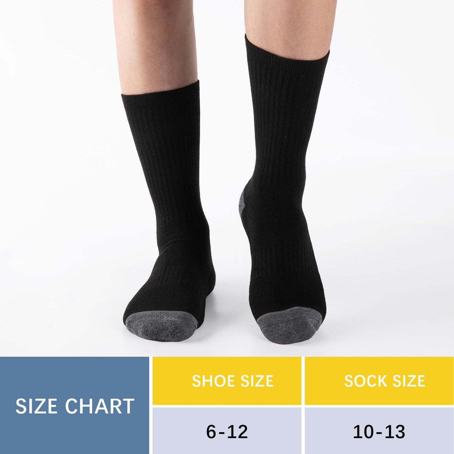 COOVAN 8 Pairs Mens Athletic Crew Socks Moisture Wicking Heavy Duty Cushioned Work Socks with Reinforced Heel and Toe