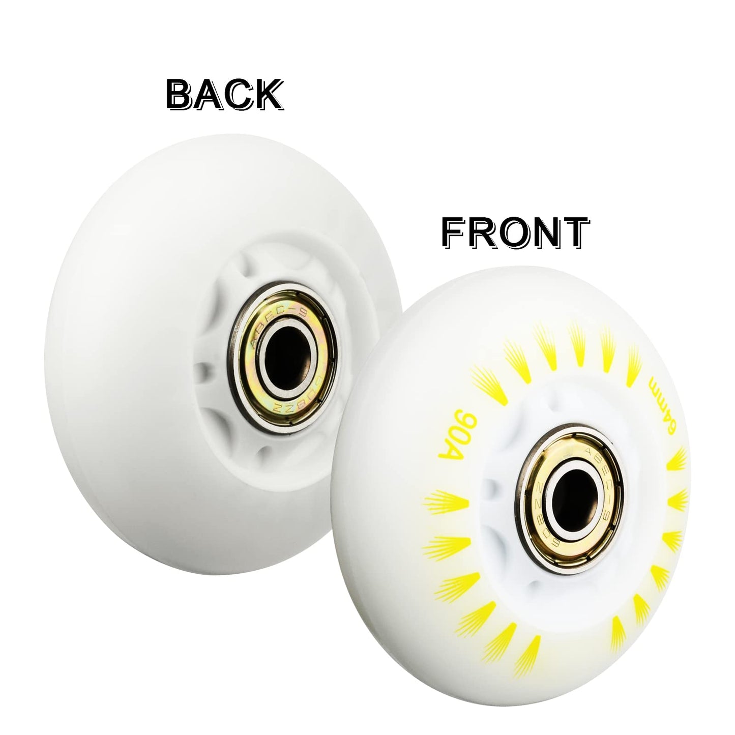 Cosmos 4 Pack 64mm Light Up Inline Skate Wheels Flash Roller Skate Wheels, 90A Roller Blade Skating Replacement Wheel with ABEC-9 Bearings for Indoor Outdoor Inline Roller Skates (Rainbow Color Light)