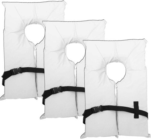 Coast Guard Approved Life Jackets - High Visibility Type II Keyhole Vests | 3 Pack for Adults