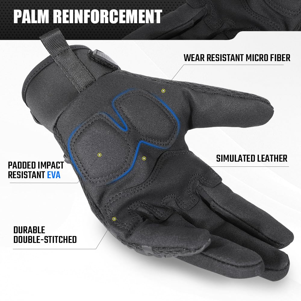 AXBXCX Touchscreen Full Finger Gloves for Men, Padded Outdoor Gloves Black Small