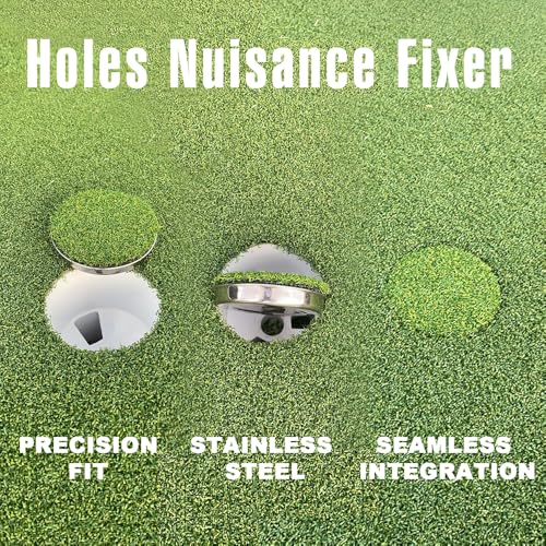 Golf Hole Cup Covers 2 Pack for Putting Green Protection Stainless Steel & Lawn Design