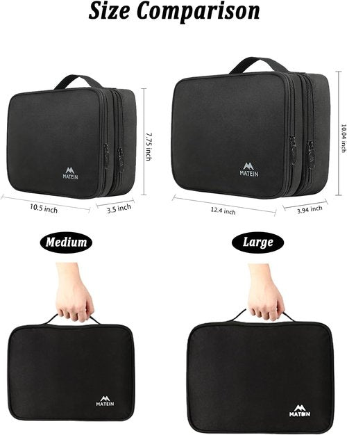 MATEIN Cable Organizer Bag, Large Travel Storage Bag Sturdy Tool Case with Handle for Phone Cord Electronics Accessories, Carrying Case for Tablet (Up to 12.9inch), Powerbank, Hard Drive, Black