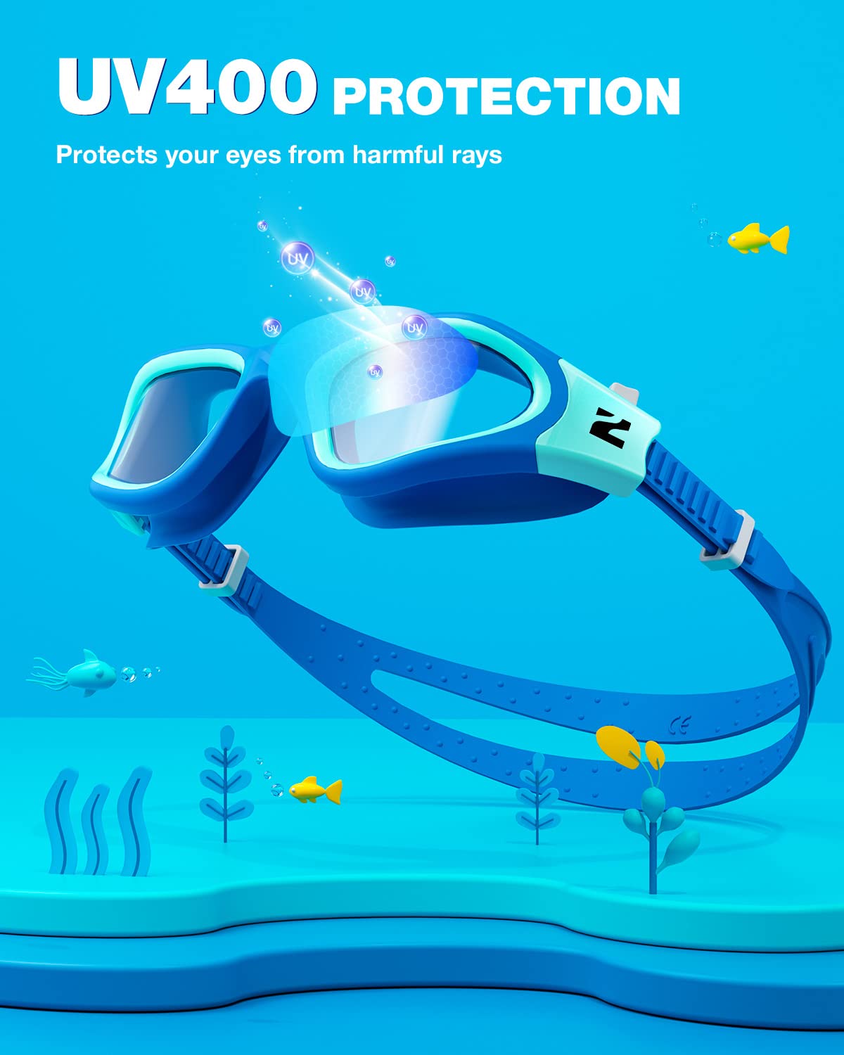 ZIONOR Kids Swim Goggles, G1MINI SE Ages 6-14 No Leak Anti-Fog