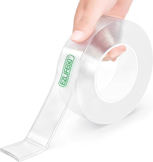 EZlifego Double Sided Tape - Heavy Duty Nano Adhesive for Picture Hanging | 9.85FT Clear Strips