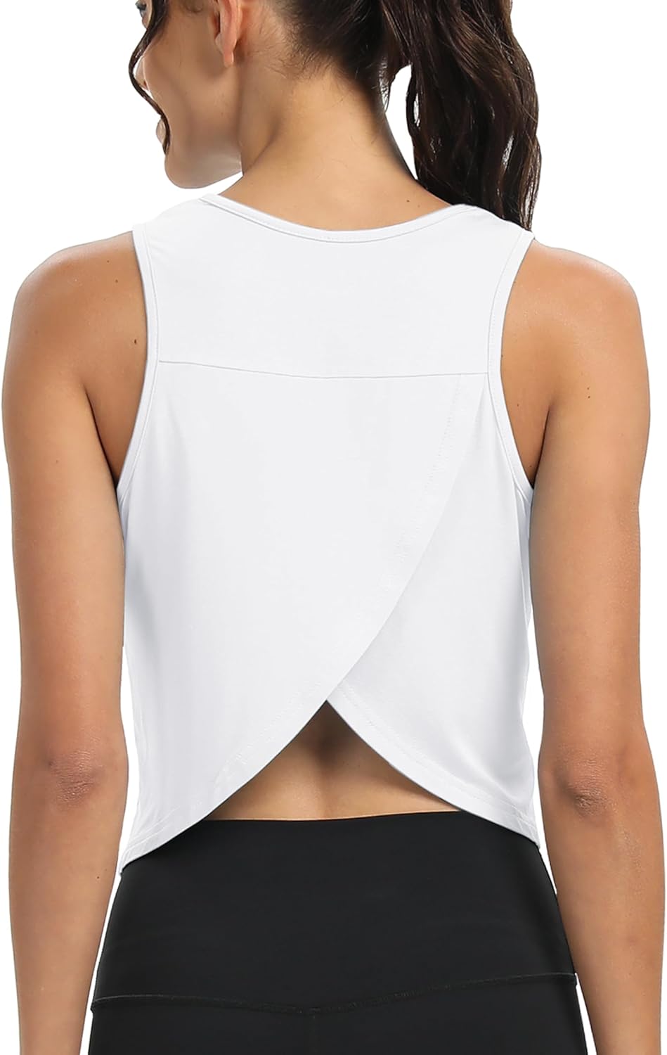 Mippo Workout Tops for Women - Cropped Open Back Sleeveless Athletic Tank | Loose Fit Yoga Shirt