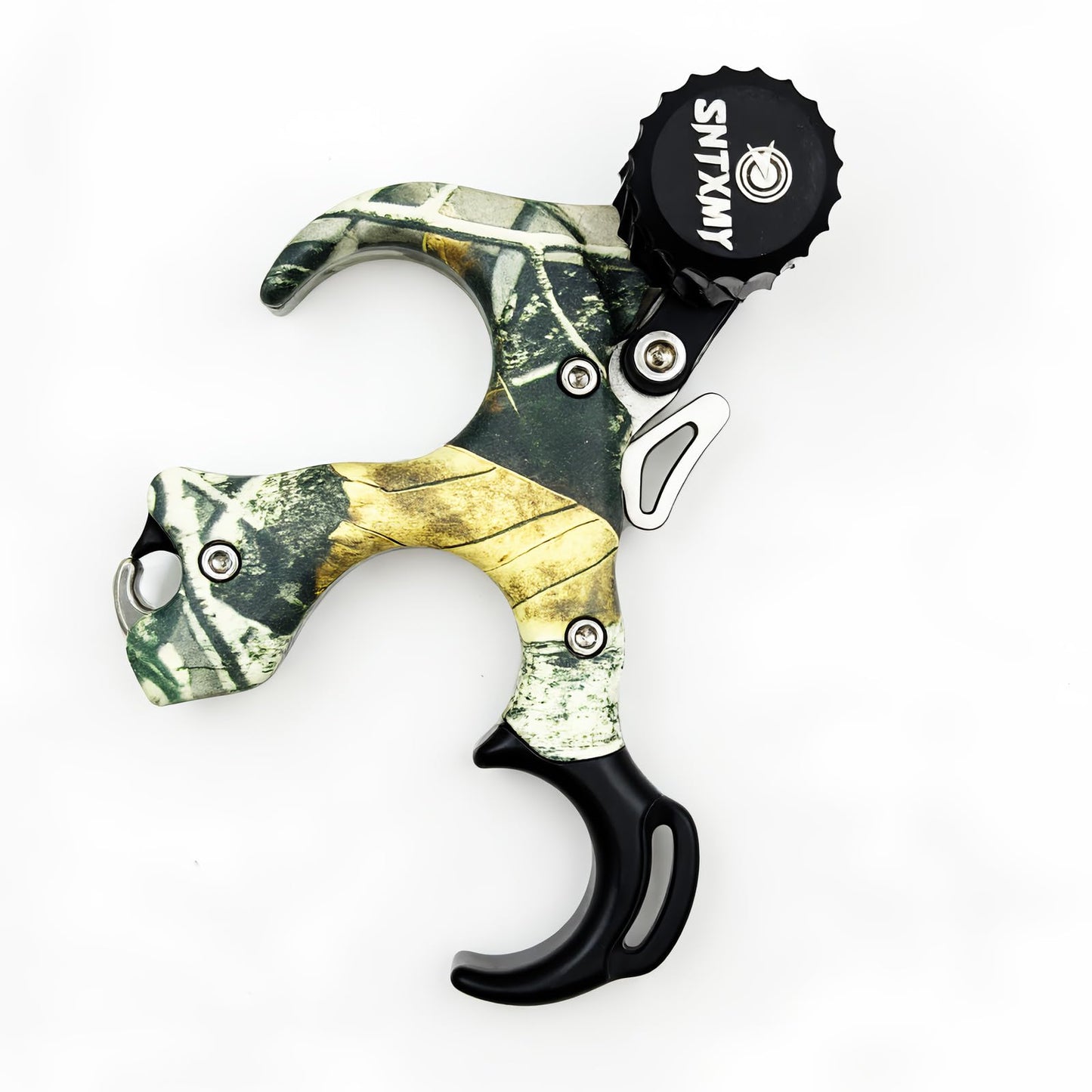 sntxmy Bow Release for Compound Bow, Archery Release Aids, Compound Bow Trigger Release, Button Thumb Release. (3 or 4 Finger Bow Release, Dark Camo)