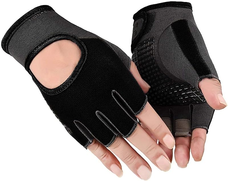 Fingerless Workout Gloves for Men & Women - Medium Black