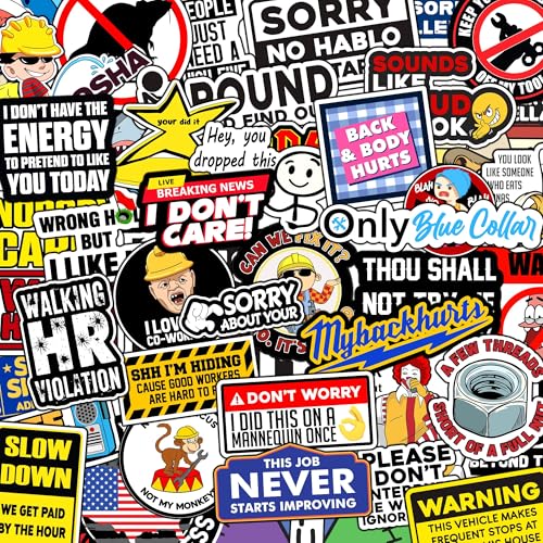 225PCS Funny Hard Hat Stickers (Dirty) for Adults Humor Waterproof Vinyl Welding Helmet, Tool Box, Electrician, Mechanic Construction - Blue Collar Gifts for Men No Repeat