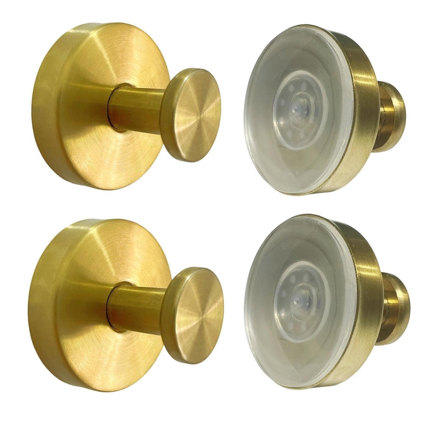 Suction Cup Hooks for Shower Wall, Luxegrip No Drill Hook, Removable Reusable Stainless Steel Towel Hooks, Shower Hooks for inside shower, Kitchen, Glass Door, Window, Mirror, smooth tile (4, Gold)