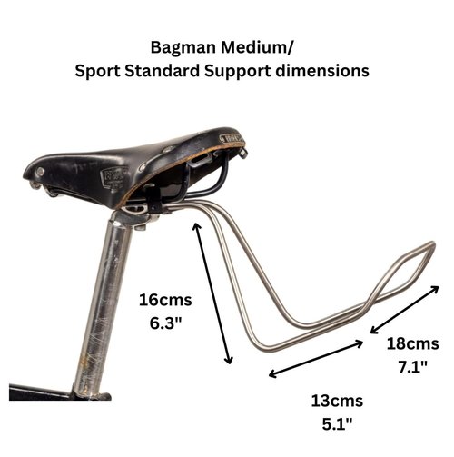 Bagman Sport Medium Saddlebag Support Rack for Bicycles, Support for Rear Panniers, High Stability, Easy Installation