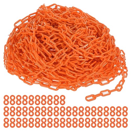 PATIKIL Plastic Chain Links, 200 Foot Safety Chains, Orange Plastic Chains for Barriers, Crowd Control, Queue Lines, Parking, Fences, Gate, Concerts, and Decoration