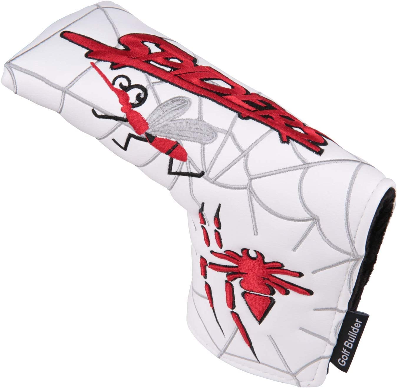 Topblux Golf Putter Headcover Covers Cover for Blade Putters, Spider Embroidery Blade Putter Headcovers with Magnetic Closure (White)