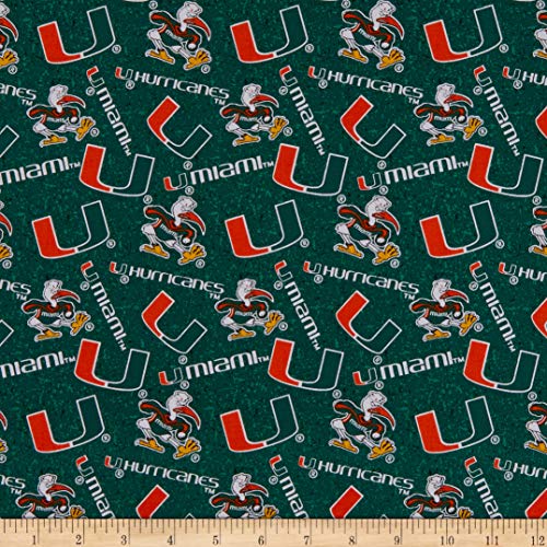 Miami Hurricanes Cotton Quilting Fabric by the Yard - 100% Cotton