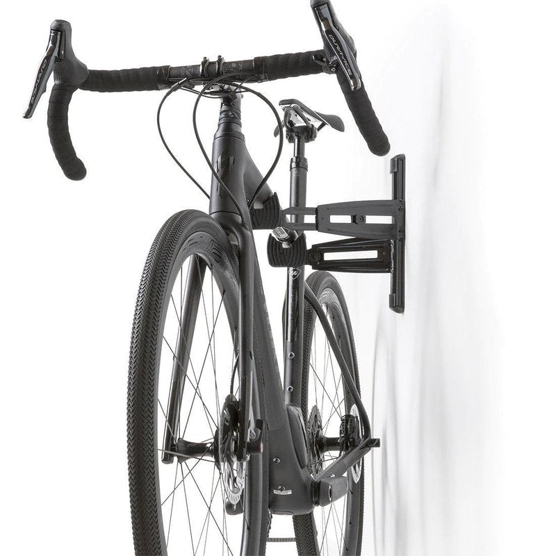 FEEDBACK SPORTS | Velo Wall Rack 2D Bike Storage | Bicycle Hangar Mount W/Adjustable Arms | Road, Gravel, Mountain Bike Compatible | For Garage, Apartment, Shed | Black