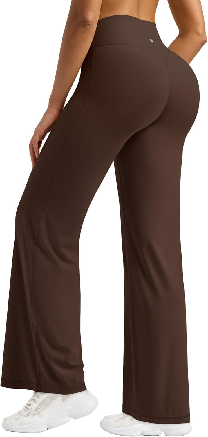 Willit Women's High Waist Buttery Soft Workout Leggings - 31" Straight Leg Yoga Pants in Deep Brown, XS