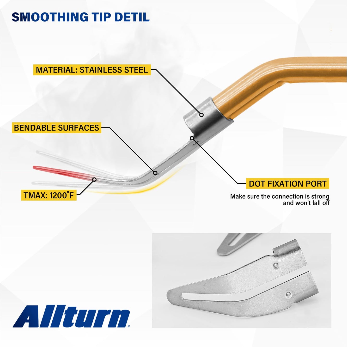 Allturn 5 pcs Plastic Smoothing Tip,Plastic Welding Tip to Repair Car Bumpers,Kayaks,Etc
