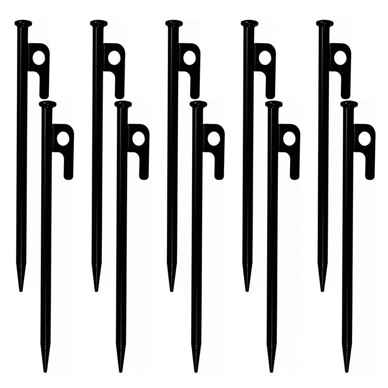 FANEAMADE 12 Inch Heavy Duty Tent Stakes 10 Pack, Steel Ground Stakes for Camping, Trampoline, Canopy, Tarp and Garden Anchoring, Rust Resistant Outdoor Pegs