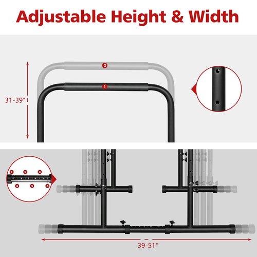 LSKSSNG Dip Stand Station, Adjustable Height Dip Station for Strength Training, Heavy Duty Steel Parallel Push Up Stand, Home Gym Fitness Workout Dip bar Station,Tricep Dips, Pull-Ups, Push-Ups