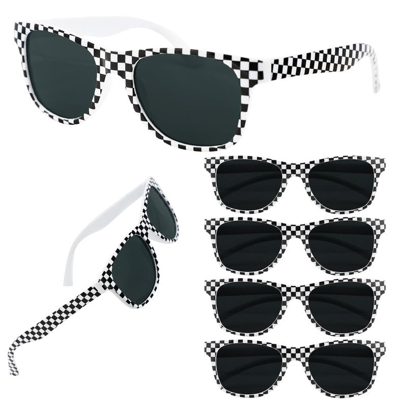 30 Pack Race Car Sunglasses for Kids Party Favors, Checkered Sunglasses Bulk for Racing Theme Birthday Gifts & Supplies