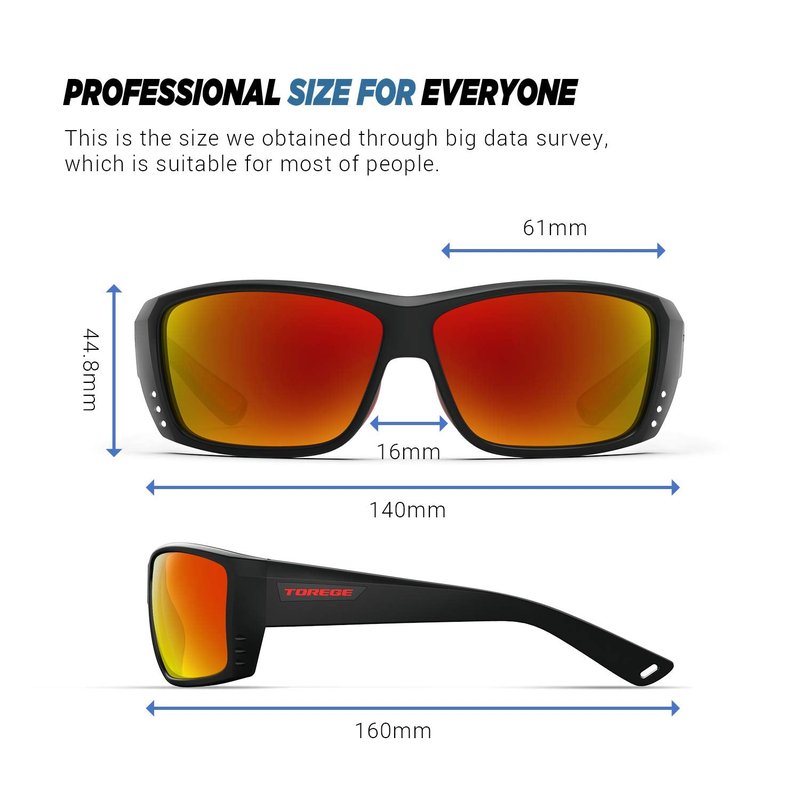TOREGE Sunglasses Men - Sports Polarized Glasses for Baseball Fishing Cycling Running Womens Sunglasses Wrap Around Design UV400