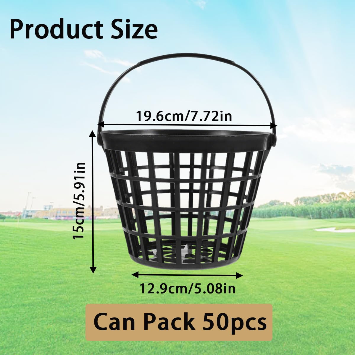 ZoiscPure Golf Ball Basket,Golf Balls Container Case,Ball Bucket with Handle,Balls Holder,Can Holds 50 Balls,Black Color