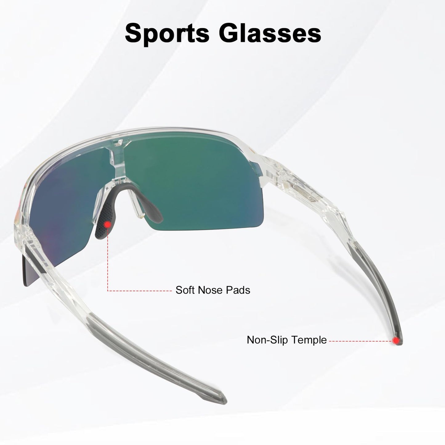ToopMount Cycling Sunglasses with 3 Interchangeable Lenses, UV 400 Protection Coating Glasses of Semi Rimless TR90 Frame, Polarized Sport Glasses for Baseball Hiking, Athletic Sunglasses Men Women
