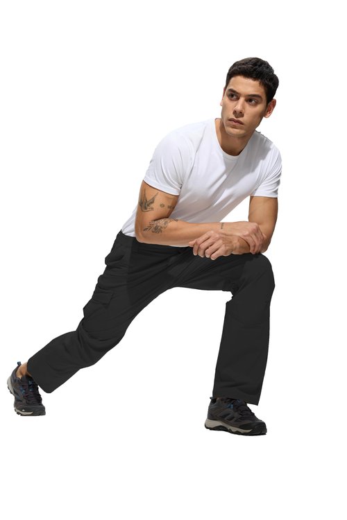 keihTrail Work Pants for Men Waterproof Lightweight Quick Dry Travel Fishing Camping Men Hiking Cargo Pants Outdoor 6 Pockets Black