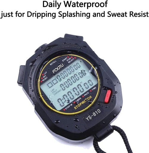 FCXJTU Digital Sports Stopwatch - 10/100 Lap Memory, Water Resistant, Extra Large Screen | Includes Battery & Lanyard
