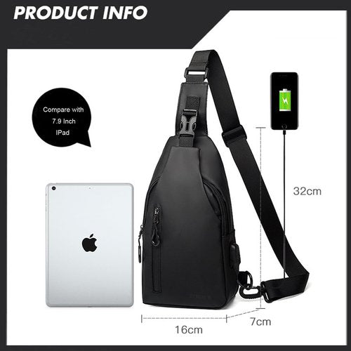DAYELIVE Waterproof Sling Bag for Men Crossbody Bag Shoulder travel Backpack Sling with USB Charging Port Anti Theft Cross Body Bag Chest Daypack for Hiking Sports Running Women-Black