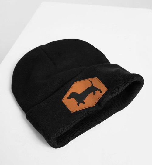 Lussues Nee Dachshund Beanie Hat for Men Women, Warm Winter Knit Cap for Dog Lover Black