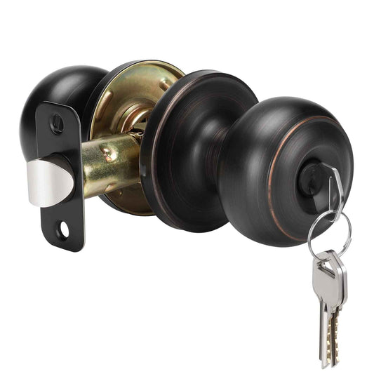 Haidms 1 Pack Oil Rubbed Bronze Door Knob with Lock and Key, Keyed Entry Door Knobs Exterior, Black Doorknob for Bedroom
