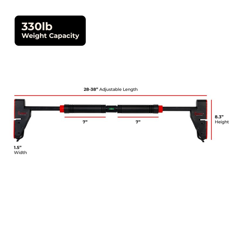 Sunny Health & Fitness Doorway Pull Up Bar – Adjustable Length, No-Screw Lock, Anti-Rotation, Home Gym Pull Up Bar Station - NO. 109