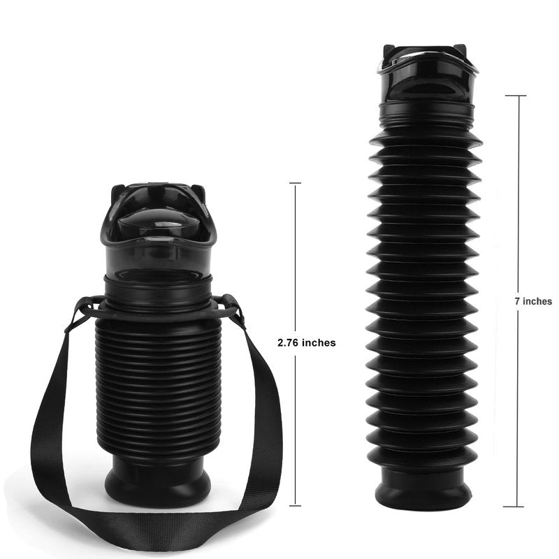 Portable Urinal for Men Women, Spill Proof Travel Emergency Urinal Bottle, Leak-Proof Collapsible Urinals, Personal Car Pee Bottle for Camping, Road Trips, Drivers, Seniors, Kids (‎Black Grey Handle)