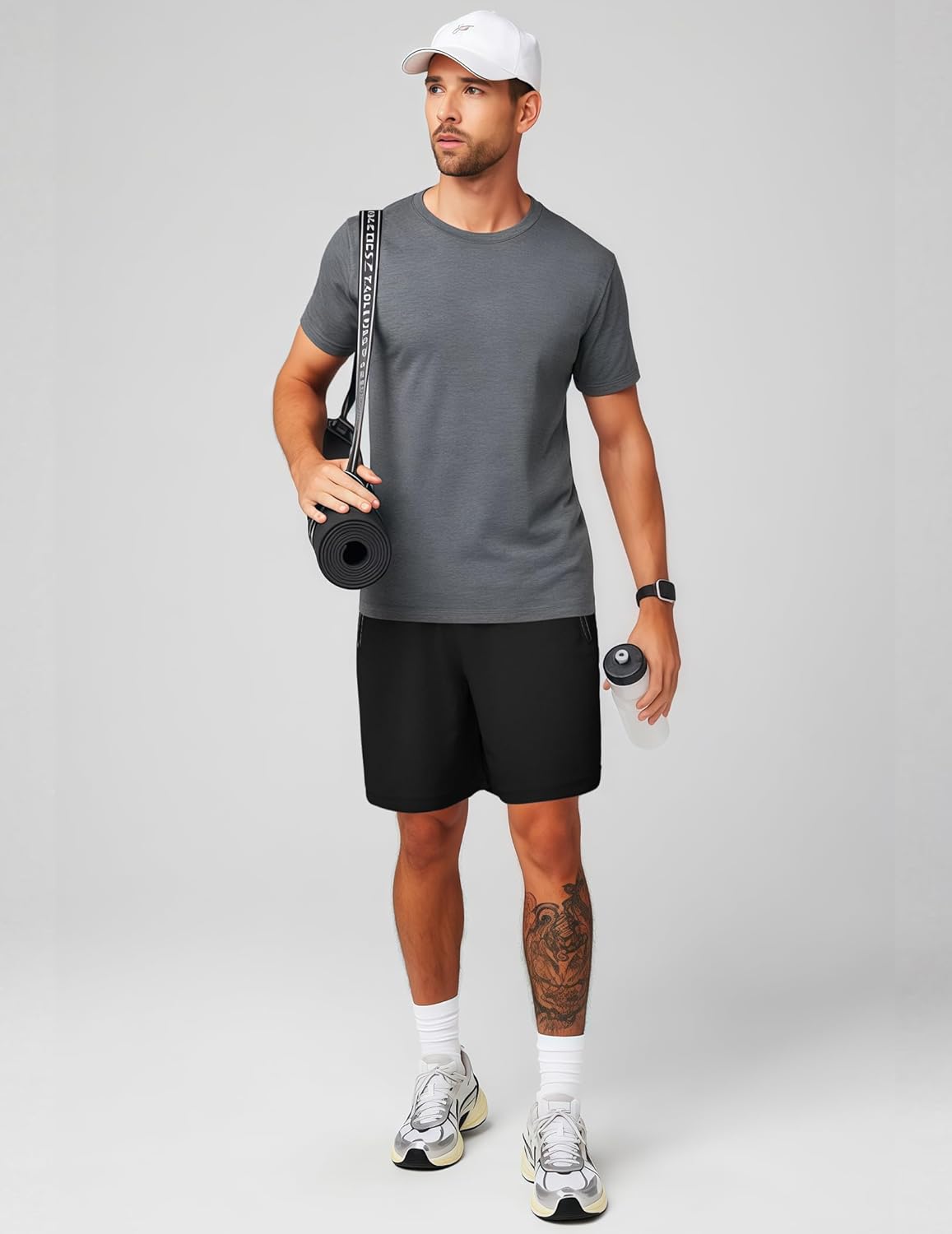 PINSPARK Men's Athletic Running Shorts - Lightweight 7" Quick Dry Workout Shorts with Zipper Pockets
