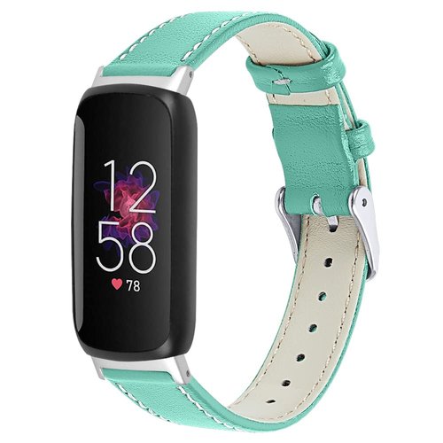 FitTurn 2PACK Leather Bands Compatible for Fitbit Inspire 3 Classic Wristbands Accessories Strap Replacement Band for Fitbit Inspire 3 Fitness Tracker Women Men (Blue,Teal)