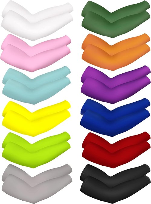 Bememo UV Protection Cooling Arm Sleeves - 12 Pairs Unisex Long-Length Covers for Sun Safety
