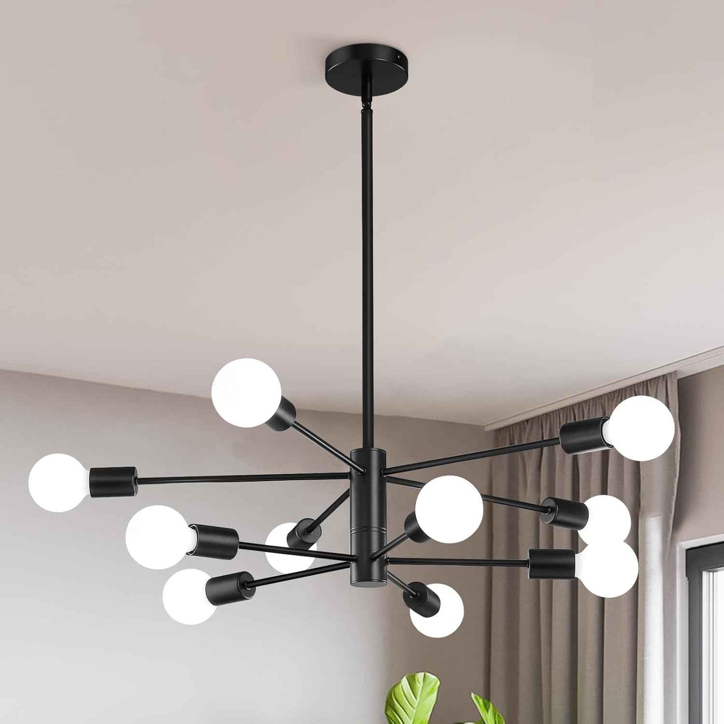 8-Light Gold Sputnik Chandelier - Modern Adjustable Ceiling Light for Dining Room, Kitchen & Foyer