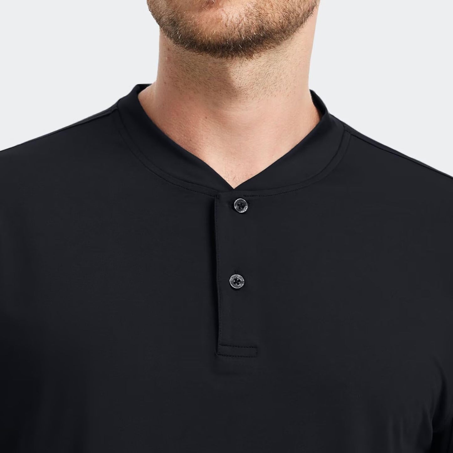 Mens Golf Polo Shirt Short Sleeve Dry Fit Lightweight Moisture Wicking Breathable Casual Collarless Shirts for Men Black