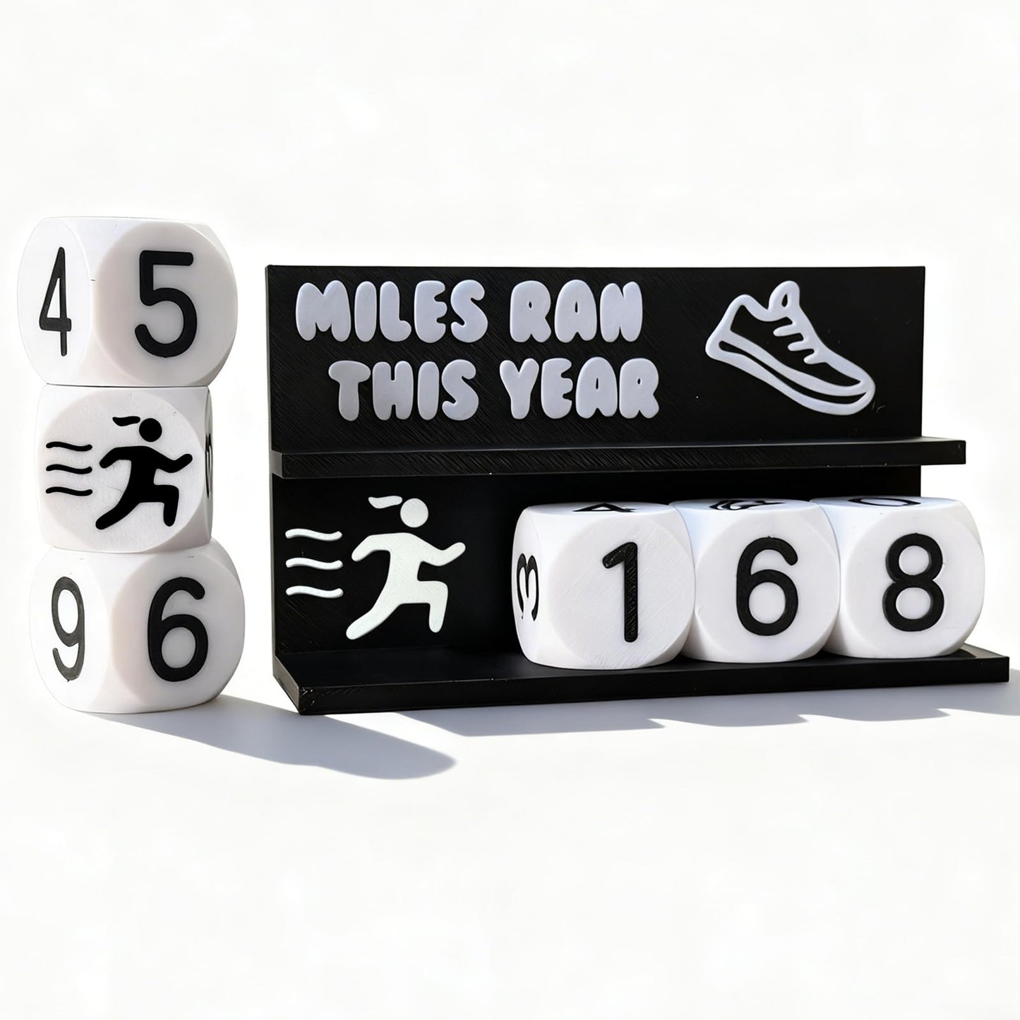 Falnvita Desk Running Mileage Tracker for Recording Mileage Running Pedometer & Goal Setter, Fitness Motivation Display for Runners, Marathon Training Gift (Black Girls)