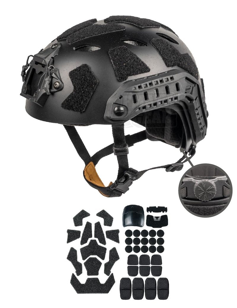 FMATAL GEAR SF Right Angle Vent Hole Fast Helmet, Surface Sandblast Treatment ABS Tactical Helmet for Airsoft, and Outdoor Sports, Lightweight and Adjustable(BK, Large)