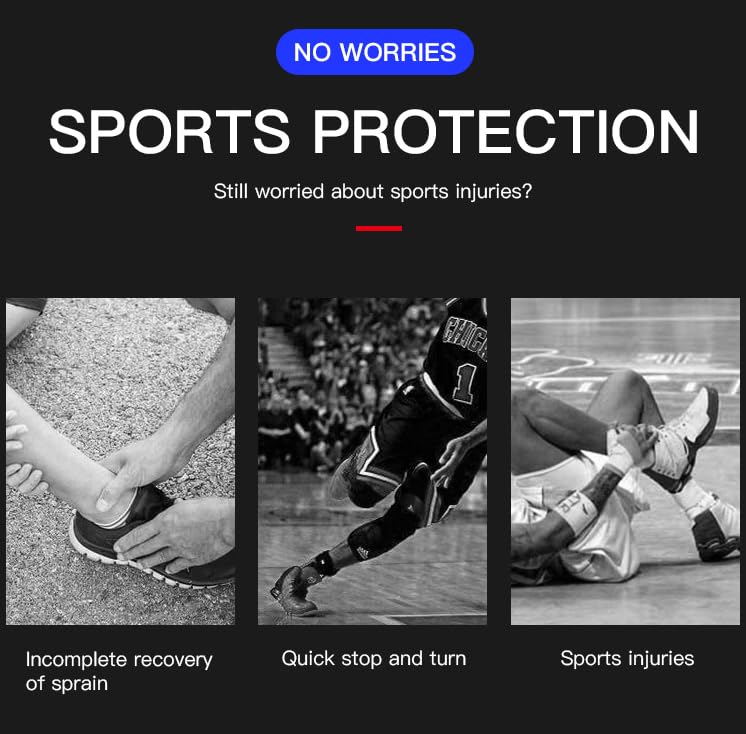 Ankle Brace Compression Sleeve - Black, Large - Plantar Fasciitis Relief